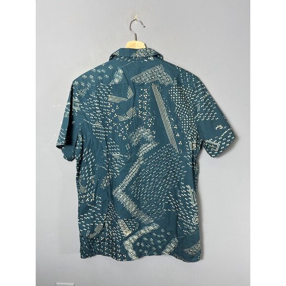 NWT PS PAUL SMITH Mens M Short Sleeve Blue Printed Vacation Button-Down Shirt - Picture 5 of 8